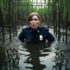 a caged female police officer sinking in a swamp.jpg